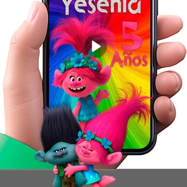 Es momento de sorprender a tus invitados con esta video invitación digital de trolls para cumpleaños, sin o con botones interactivos en la invitación digital.