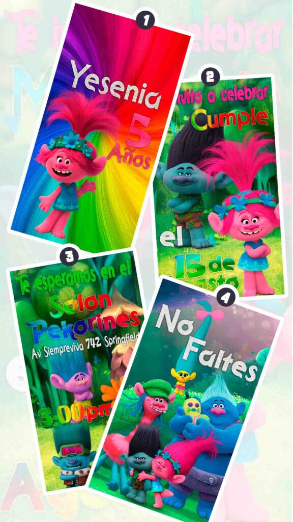 Es momento de sorprender a tus invitados con esta video invitación digital de trolls para cumpleaños, sin o con botones interactivos en la invitación digital.