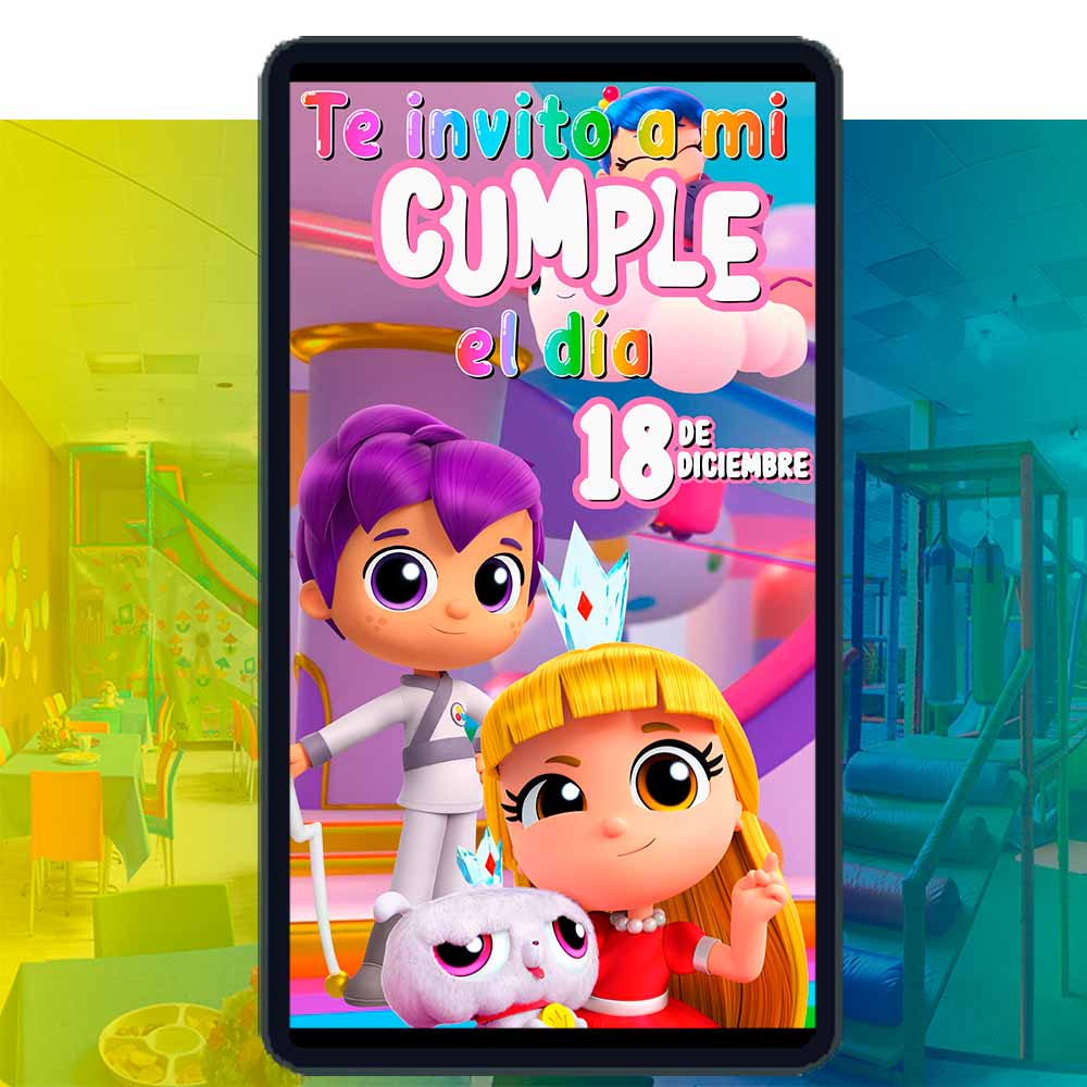 Es momento de sorprender a tus invitados con esta video invitación digital de vera y el reino arcoiris para cumpleaños, sin o con botones interactivos en la invitación digital.