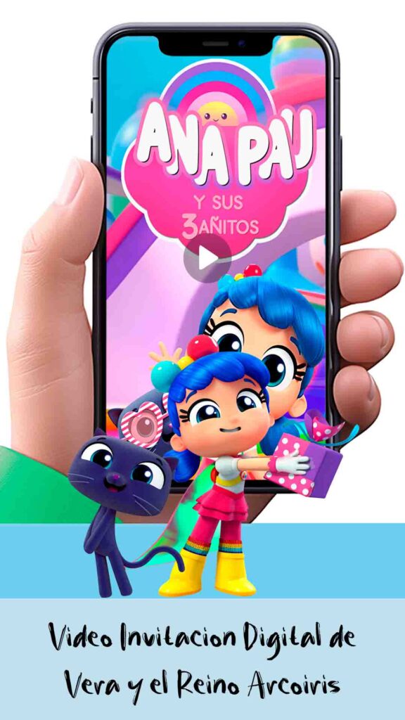 Es momento de sorprender a tus invitados con esta video invitación digital de vera y el reino arcoiris para cumpleaños, sin o con botones interactivos en la invitación digital.