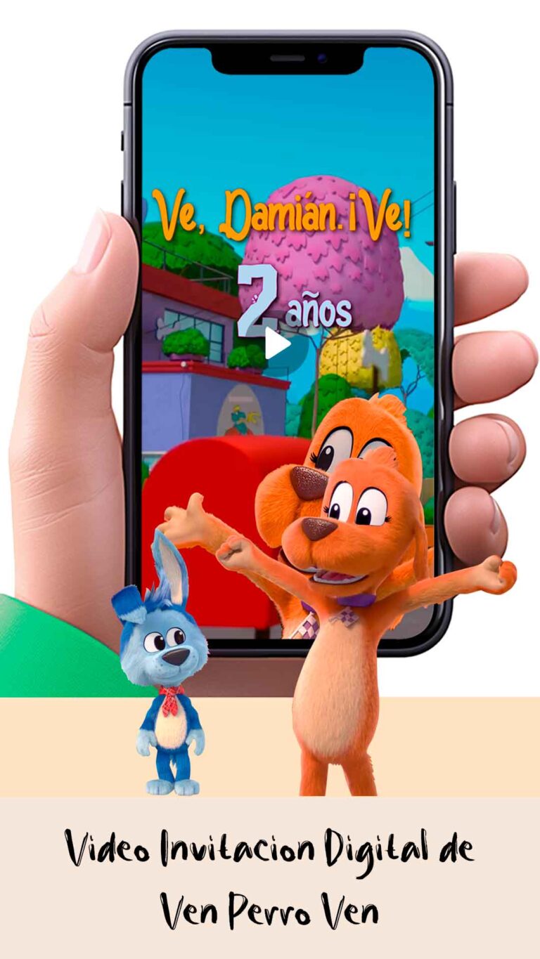 Es momento de sorprender a tus invitados con esta video invitación digital de ven perro ven para cumpleaños, sin o con botones interactivos en la invitación digital.